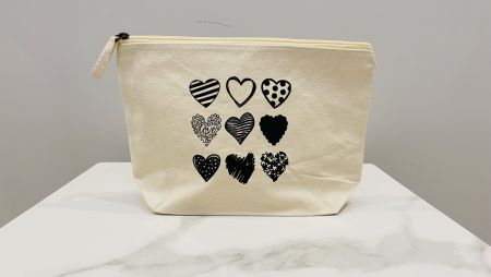 Hearts canvas pouch